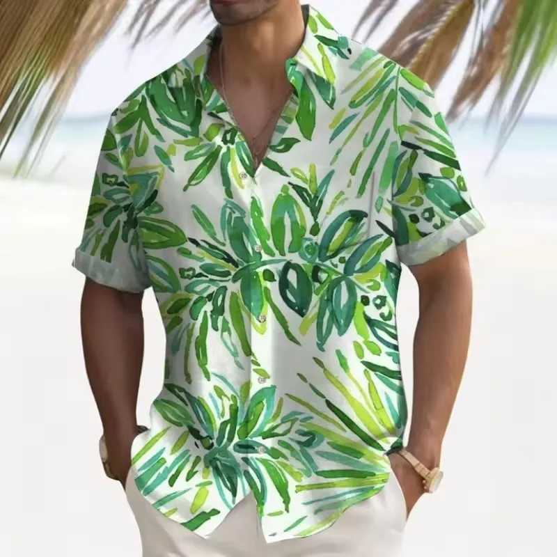 Outdoor Shirt Short Sleeve Summer Beach Wind Casual Tops Shirt Landscape Printed Pattern Large OverSize Loose Mens Clothing W250627