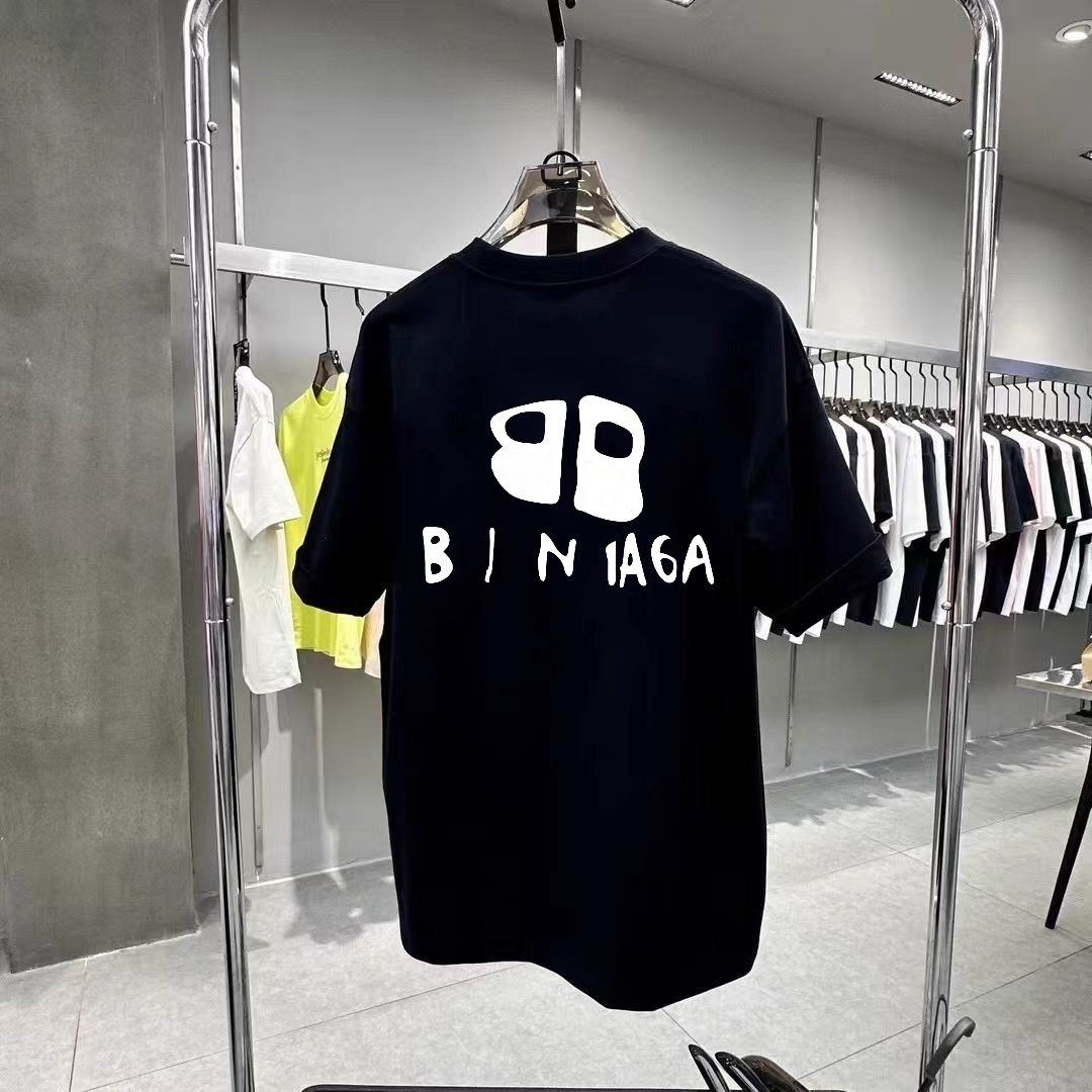 Men's T-Shirts designer t-shirts summer fashion simplesolid black letter printing Tshirts couple top white men shirt casual loose women tees Men's Tees & Polos