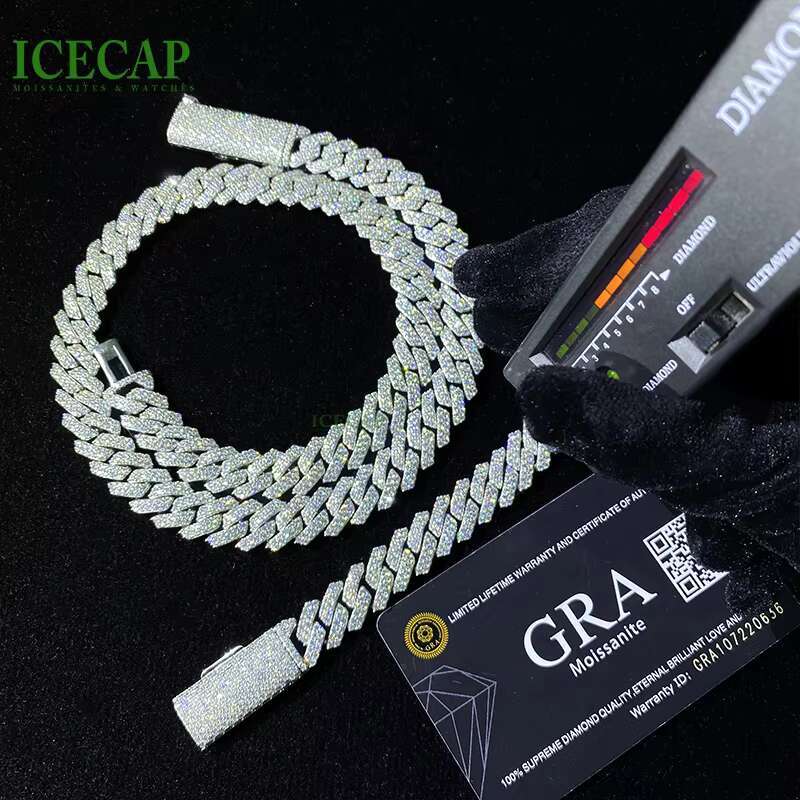 Hip Hop High Quality 925 Silver Iced Out Chain VVS Moissanite 18K Gold Plated Fine Jewelry Cuban Necklaces