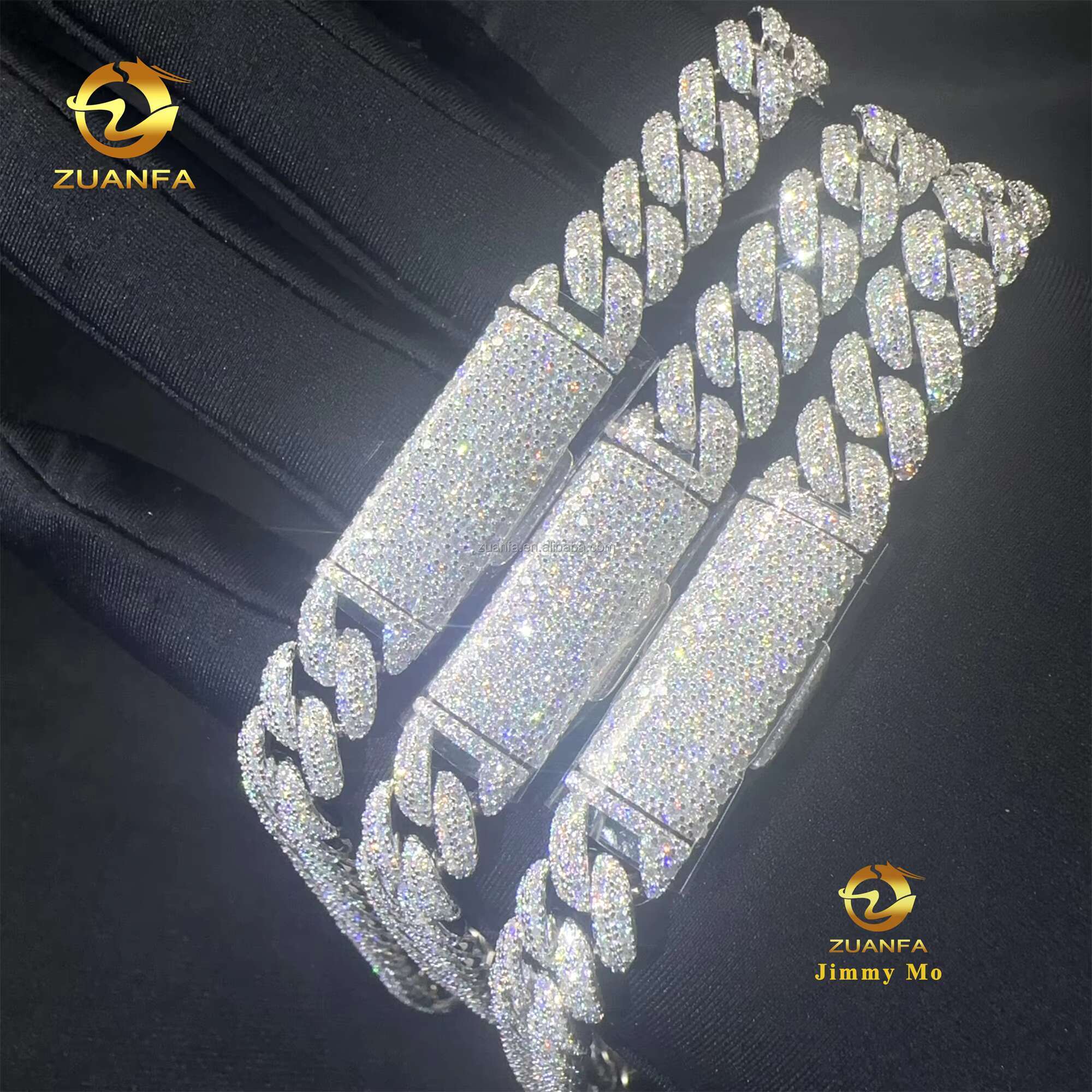 Best Selling Pass Diamond Tester 10mm Two Rows 925 Sterling Silver Iced Out Hip Hop FL Moissanite Diamond Cuban Link Chain Men