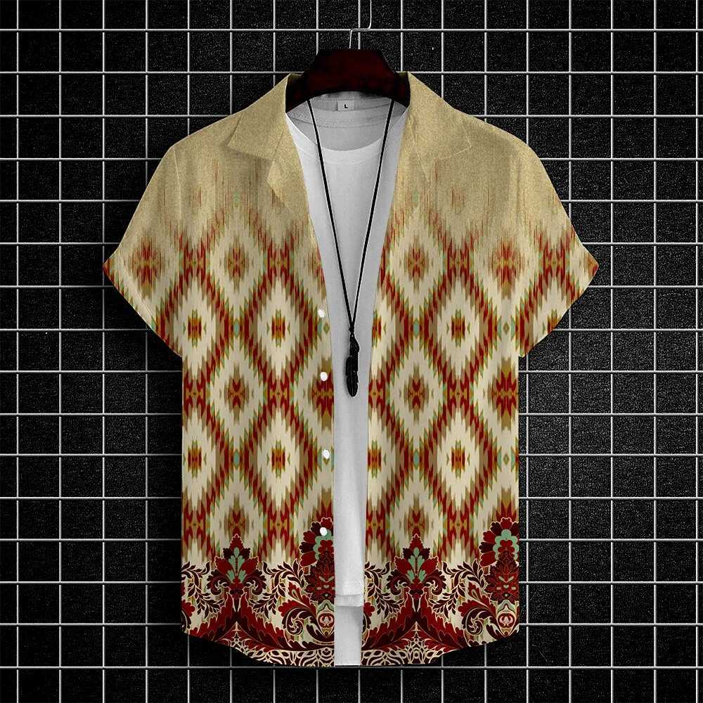 Mens Shirts Thai Elephant Casual 3D Print Hawaiian Shirt for Men Summer Fashion Shirt Daily Short Sleeves Mens Clothing Tops W250627