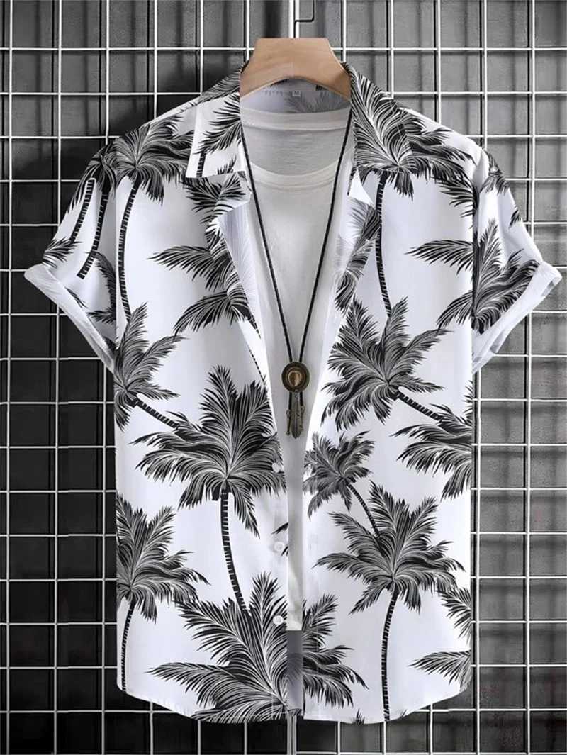 Hawaiian 3D Coconut Tree Top Mens Summer Beach Casual Clothing Street Outdoor Party Mens Shirt Loose Breathable Mens Clothing W250627