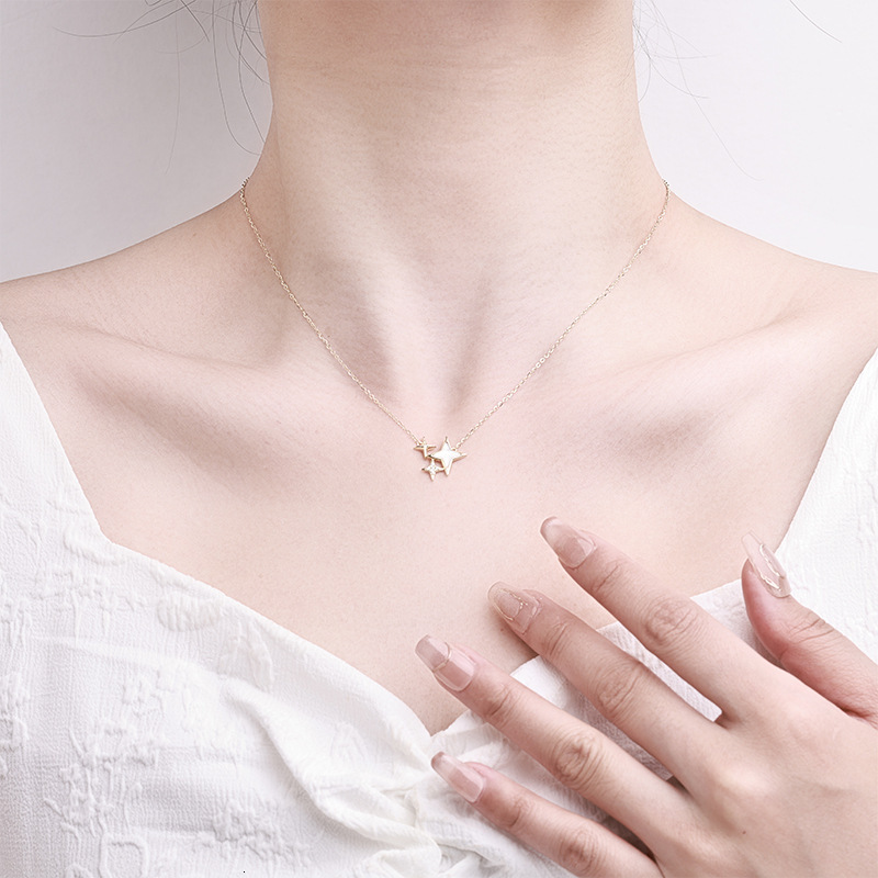 Free Delivery Designer Necklace S925 Silver Star Pendant Necklace, Fashionable And Individual Tassel Necklace, Four-star Collarbone Chain