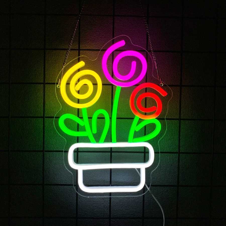 LED Neon SignLED Leaf Neon Light SignsFlower Bunch Store Shop Bedroom Garden Wall Decor Gift for Mothers or Valentines DayXJ250626