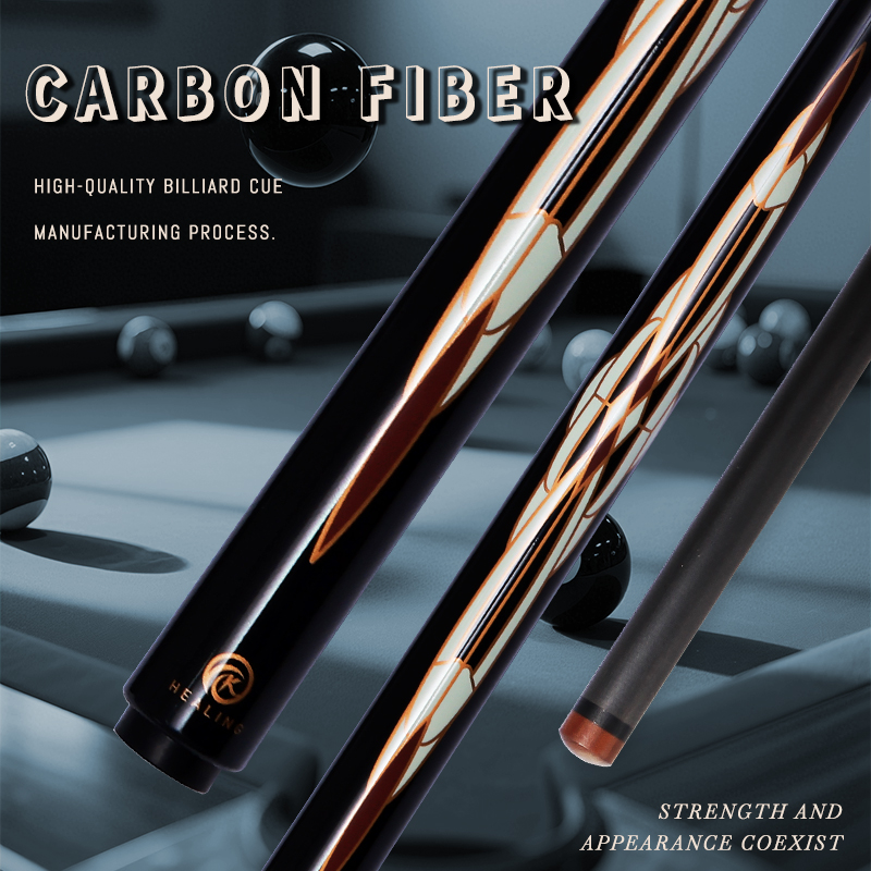 OKHEALING 3 PCS Break-Jump Cue 12.9mm Bakelite Tip Black Technology Carbon Fiber Shaft Butt 147cm 19~20oz Radial Pin Billiard Cue Pool Game Cues