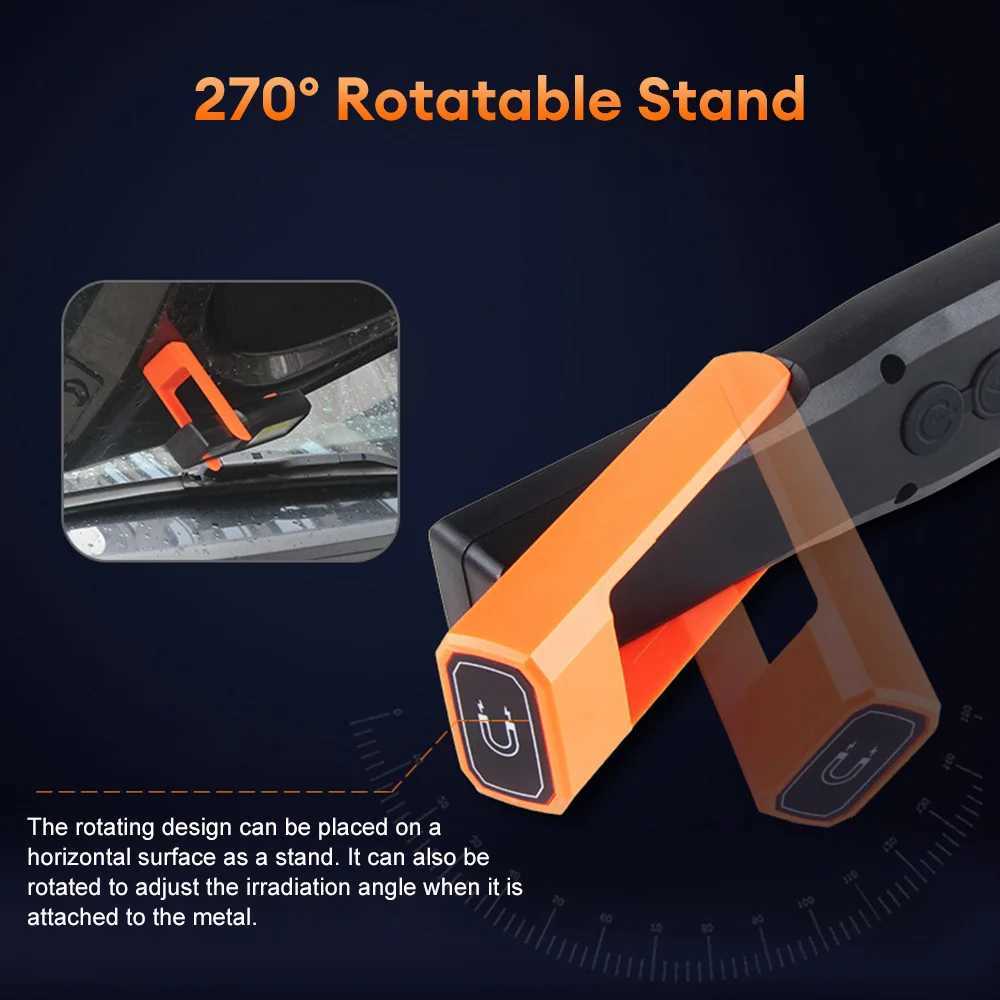 Powerful COB Work LED Light Car Garage Mechanic Lamp USB Rechargeable Flashlight Magnetic Torch Emergency Light Warning Light W250701