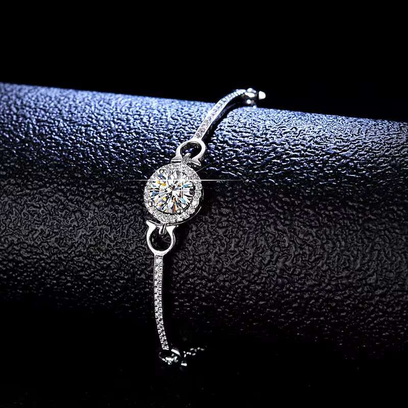 Wholesale S925 Moissanite Diamond Bracelet 1ct round Brilliant Cut Classic Style Fashion Jewelry for Party Gift