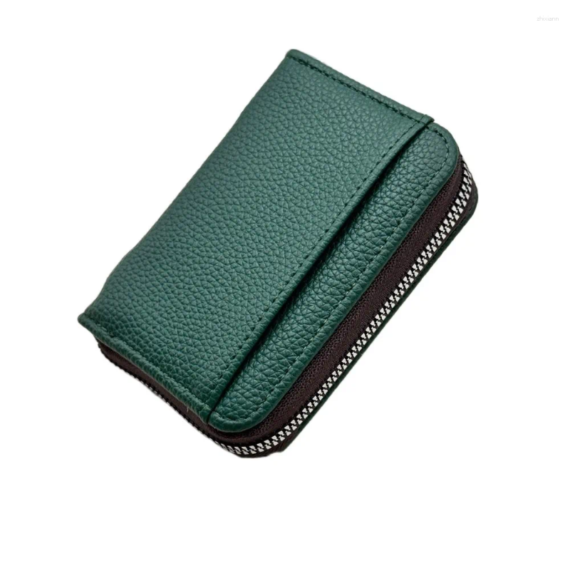 Card Holders Practical PU Leather Women's Wallet Multi-Cards Slot Solid Color S Holder Anti-theft Portable Zipper Coin Purse Men
