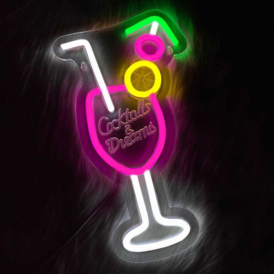 Cocktails Dreams Neon Sign For Wall Decor LED Neon Light For Beer Decor Party Cocktails Bar Pub Night Club Man Cave Decor XJ250626