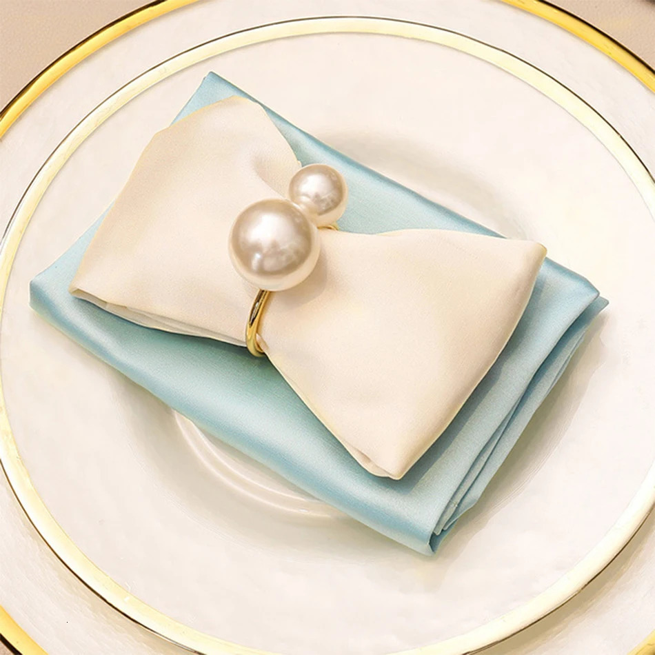 6PCS Highlighted Pearls Napkin RingsWedding serviettenringUShaped napkin holders for Dining Room Family Dinner Table Decor 250626