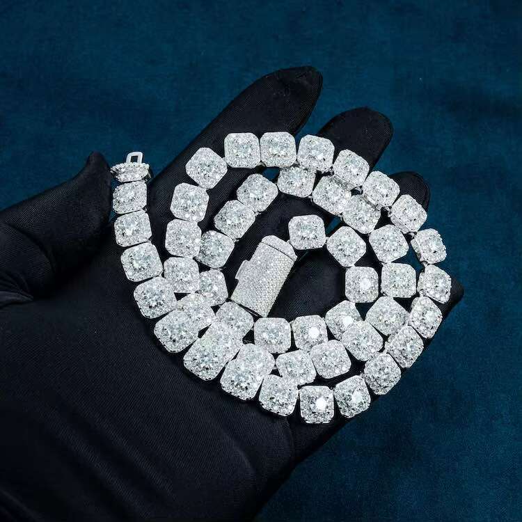 Top Grade 10MM round Halo Moissanite Diamond Chain New Arrival Hip Hop Style Link Bracelet Best Price Fine Jewelry