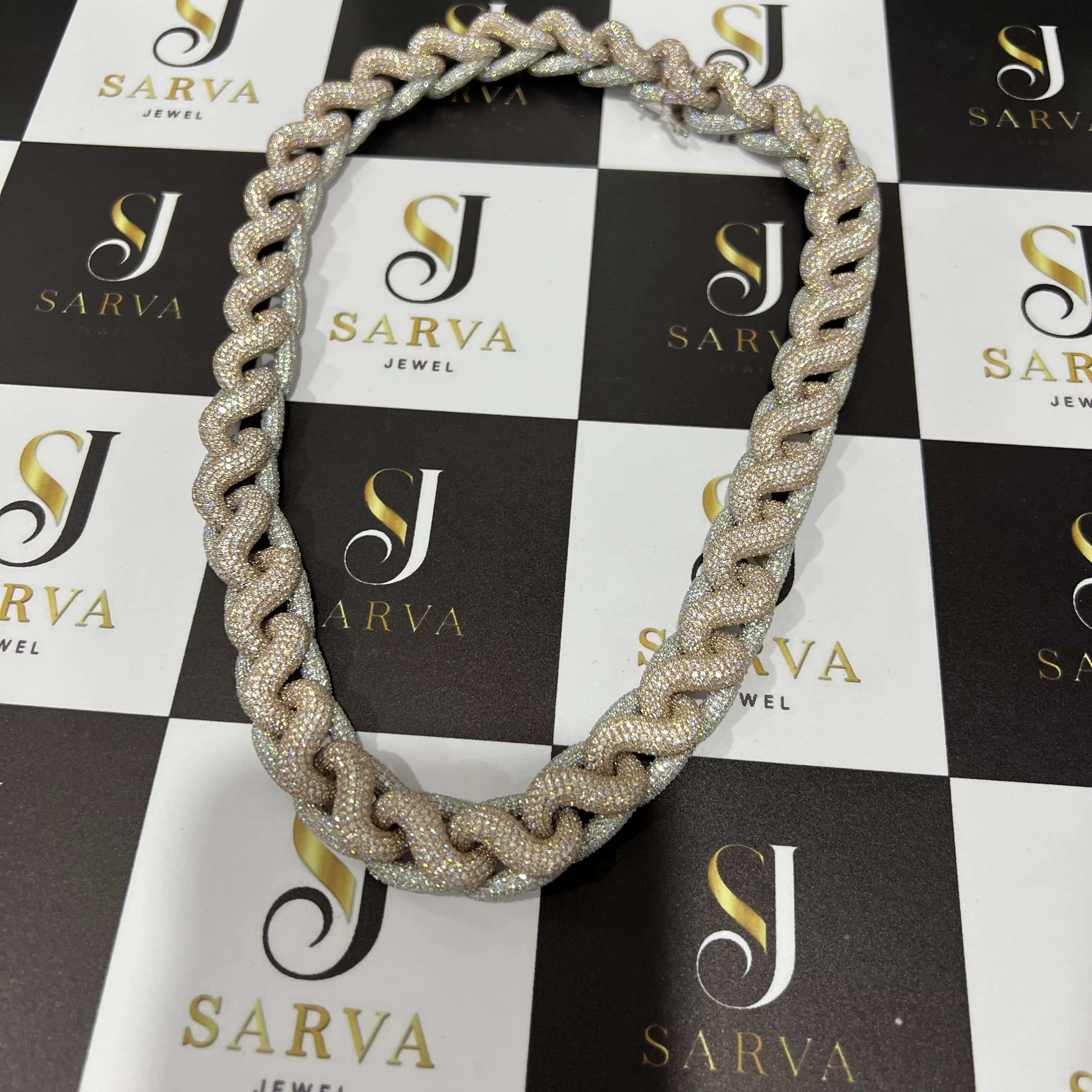 Custom VVS Moissanite Hip Hop Cuban Link Chain Round Cut Diamond Chain High Quality 925 Sterling Silver Cuban Chain for Men