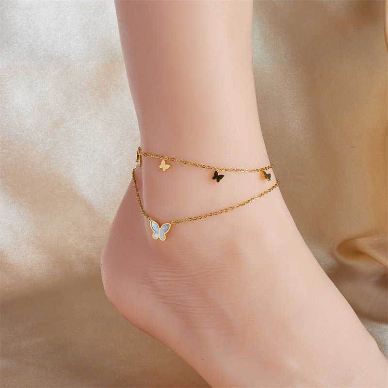 Waterproof 18K Gold Plated Anklets Ankle Bracelets for Women Cloud Bowknot Heart Pearl Butterfly Charm Women Beach Jewelry Gift for Her Women Mom Wife