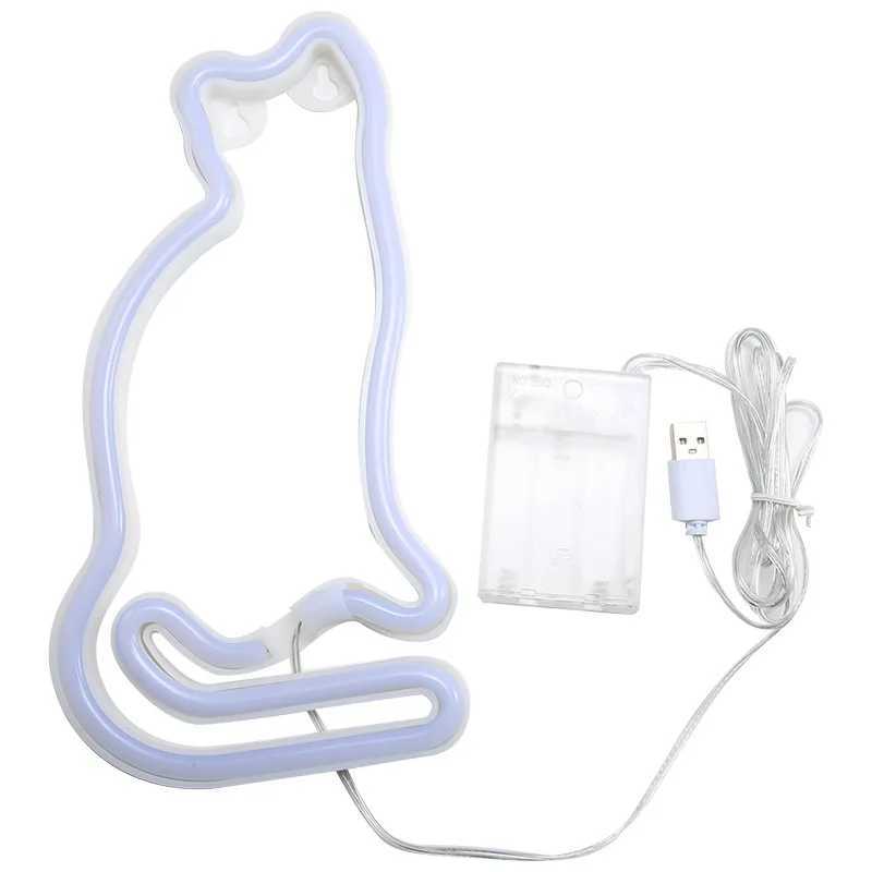 2025 New Cat LED Neon Sign USB/Battery Powered LED Light for Bedroom Room Decoration Gift Night Light Decoration Party Holiday XJ250626
