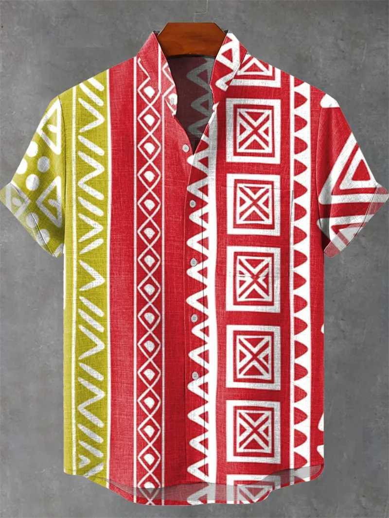 Mens Linen Shirt Retro Short Sleeved Top Fashionable Summer Casual Ethnic Clothing Shirt Plus Size Streetwear Shirts For Men W250627