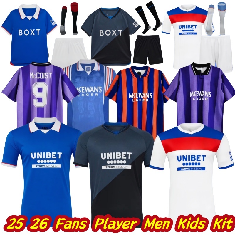 25 26 Rangeres Soccer Jerseys 2025 home shirt away Glasgow COAK ROOFE UNDSTRAM HAGI BARKER MOREOS TAVERNIER KENT TIMAN 3RD Football man kids kit size