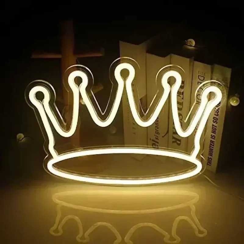 Crown Led Neon Sign Warm White Wall Decor Neon Signs for Wall Decor Kids Room Girls Bedroom Apartment Birthday Party Decoration XJ250626