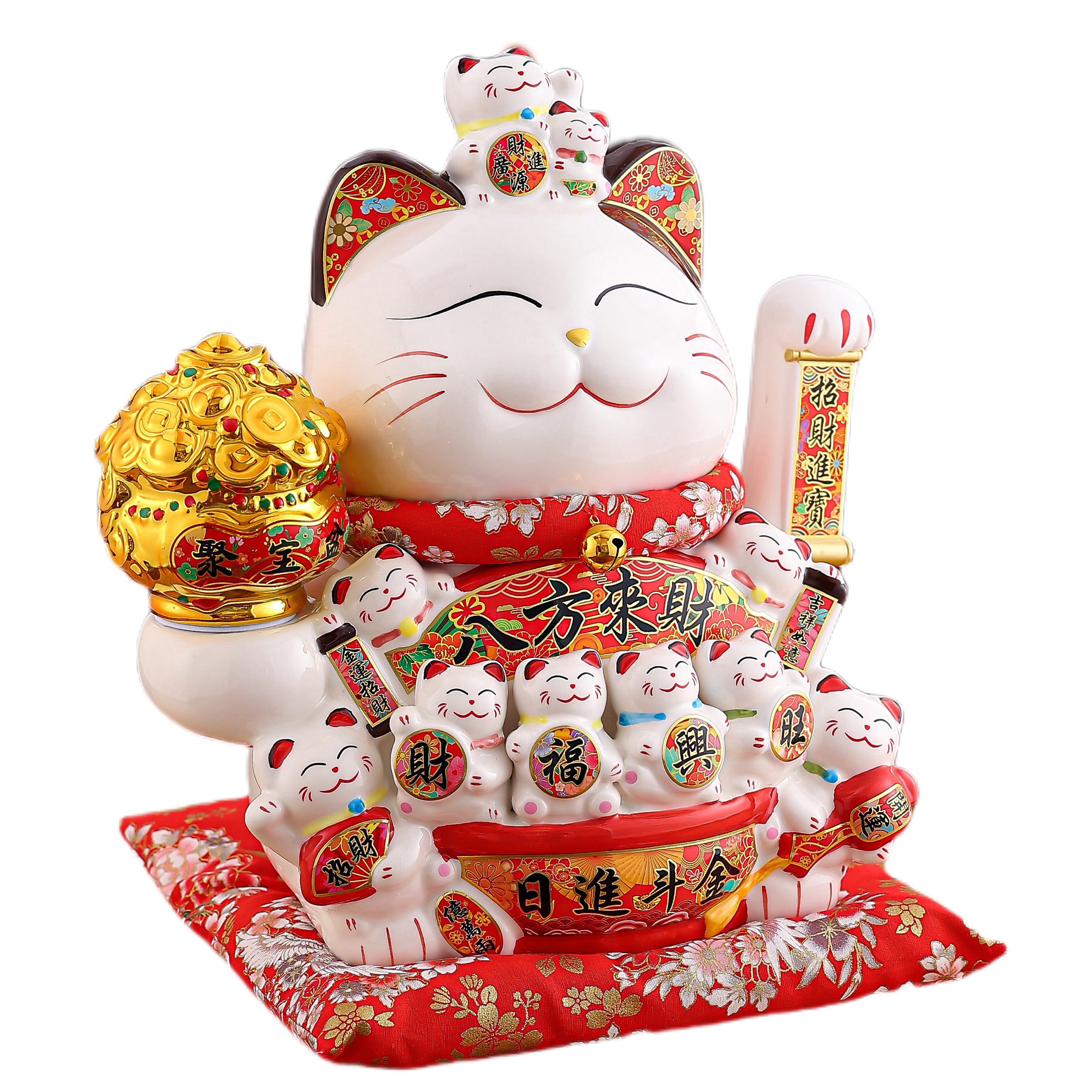 Waving Fortune Cat Decoration Ideal Gift for Business Openings & Home Accents Traditional Tea House Welcome Mascot: Motion-Controlled Wealth Bringing 