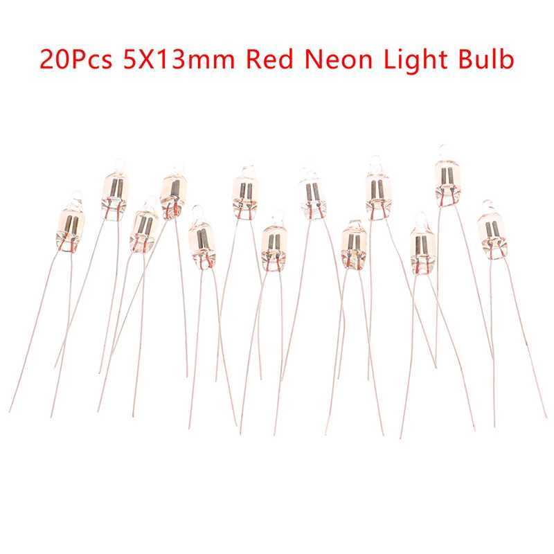 20Pcs Neon Indicator Light Red Signs 5mm Lamp Glow 5X13mm 220v Bulbs Switch Button XJ250626