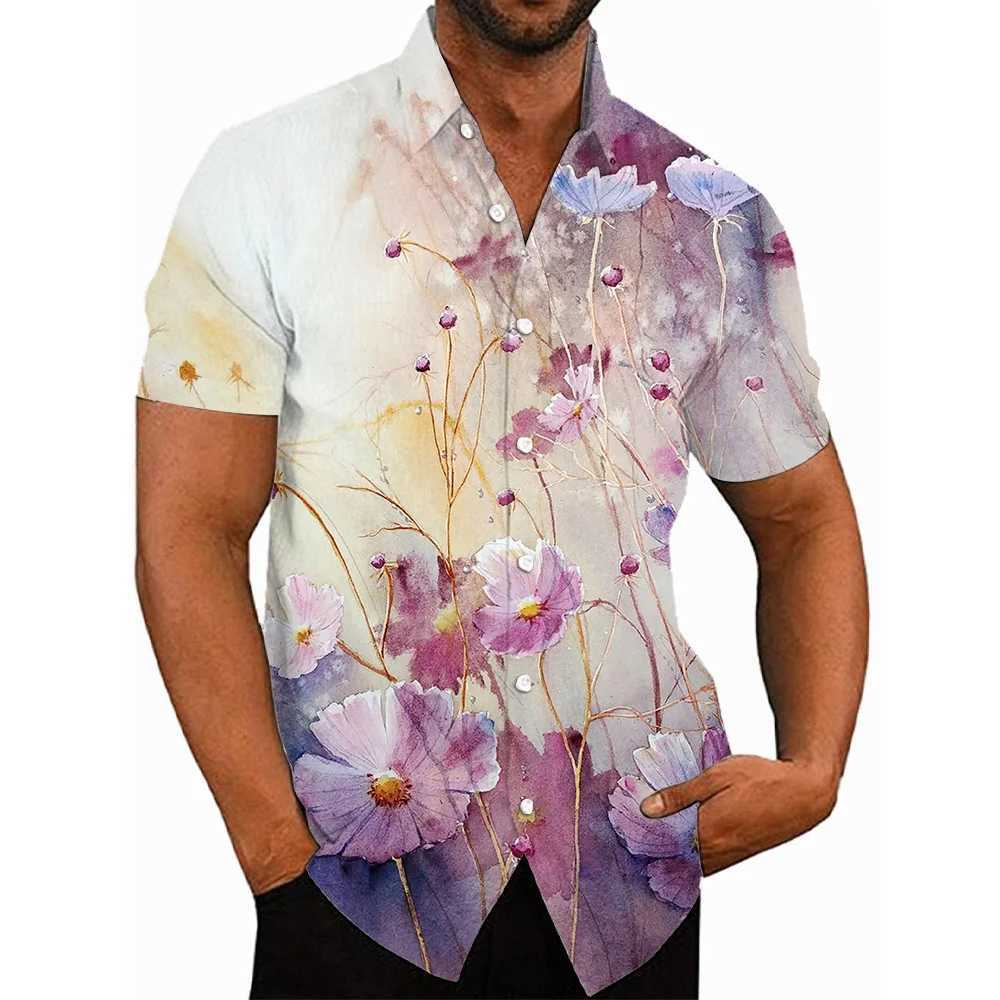 Mens Floral Hawaiian Summer Casual Shirts Fashion 3D Print Cozy Short Sleeve Beach Oversized Lapel Sale Imported China W250627