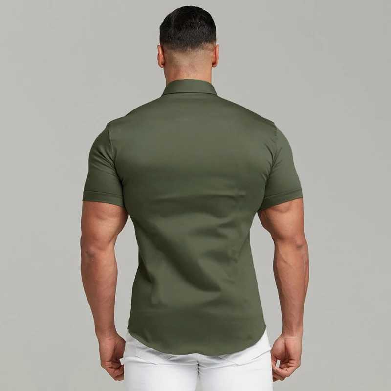 Summer Fashion Super Slim Fit Short Sleeve Shirts Men Classic Casual Dress Shirt Male Hipster Relaxed Luxe Formal Shirt W250627