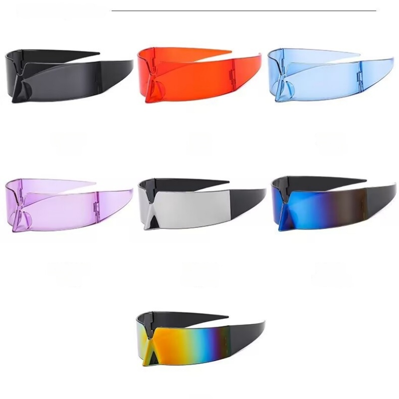 Fashion rimless sunglasses hip hop sunglasses men cyberpunk futuristic curved goggle oversized sunglasses plated silver frameless polarized eyewear zl394