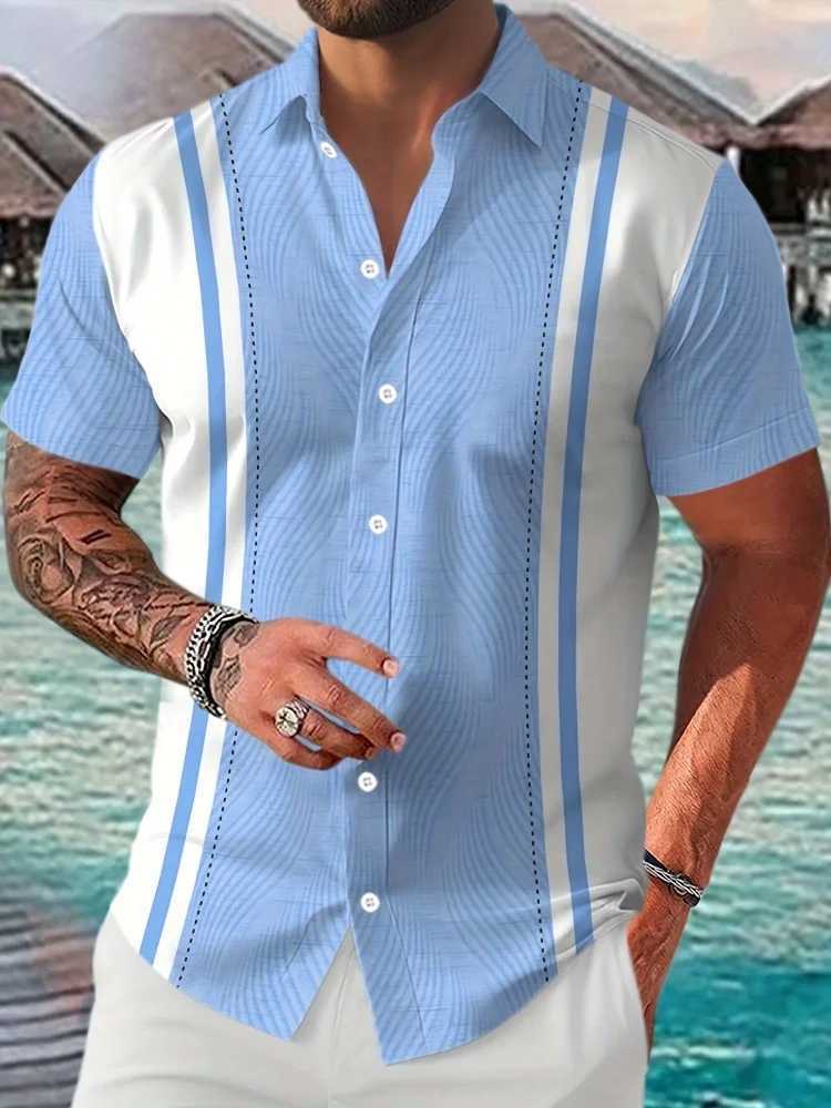 Hawaiian Fun Shirt Men 3D Printed Summer Loose Hawaiian Beach Top Casual Short-sleeved Lapel Shirt Street Mens Clothing W250627