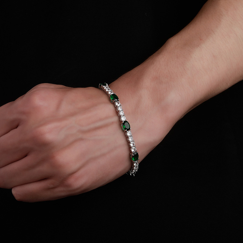 Free shipping designer European and American Oval Gemstone Bracelet Light Luxury Couple Versatile 6mm Tennis Chain Zircon Chain Personalized Jewelry