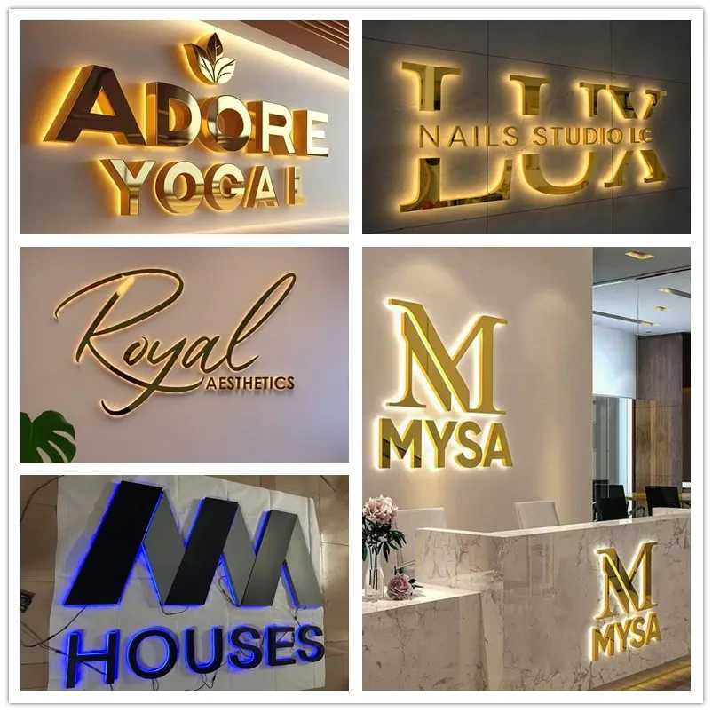 3D Custom Metal Sign Illuminated Stainless Steel LED Backlit Raised Letters for Reception Business Outdoor Office Signage XJ250626