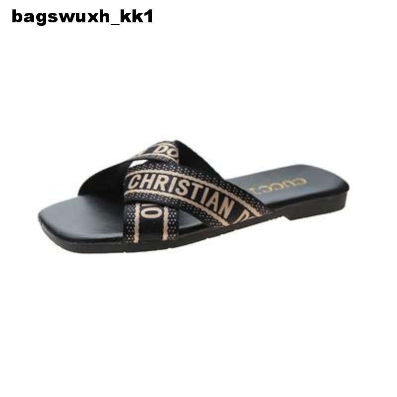 Sandals summer classic canvas slippers beach shoes designer shoes quality lightweight breathable fashion beach vacation home flat slippers US35-42 004