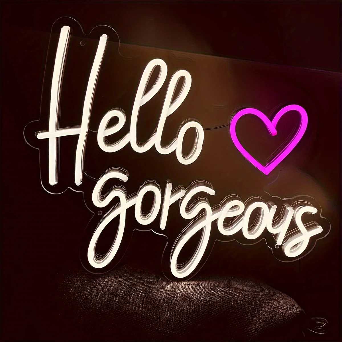 Hello Gorgeous Neon Sign LED Neon Light Wall Art for Bedroom KTV and Home Decor -Perfect Birthday Gift for Beauty LoversXJ250626