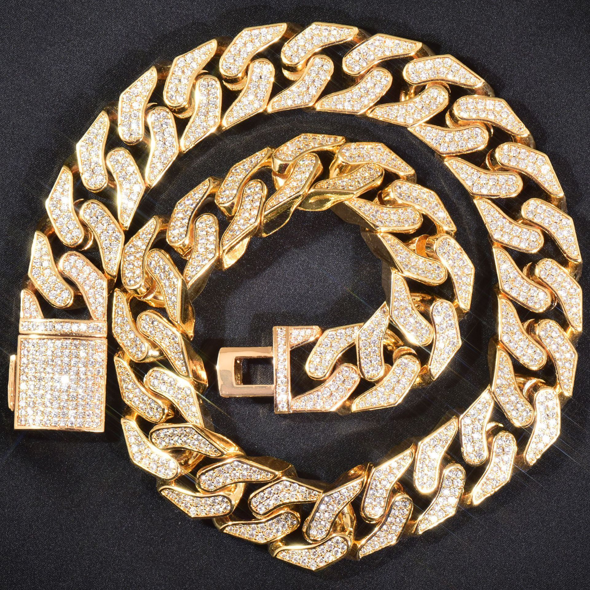 16mm Luxury VVS Moissanite Iced Out Hip Hop Bent Cuban Chain Creative Best Seller High-Fashion Statement Necklace Passes the Diamond Tester