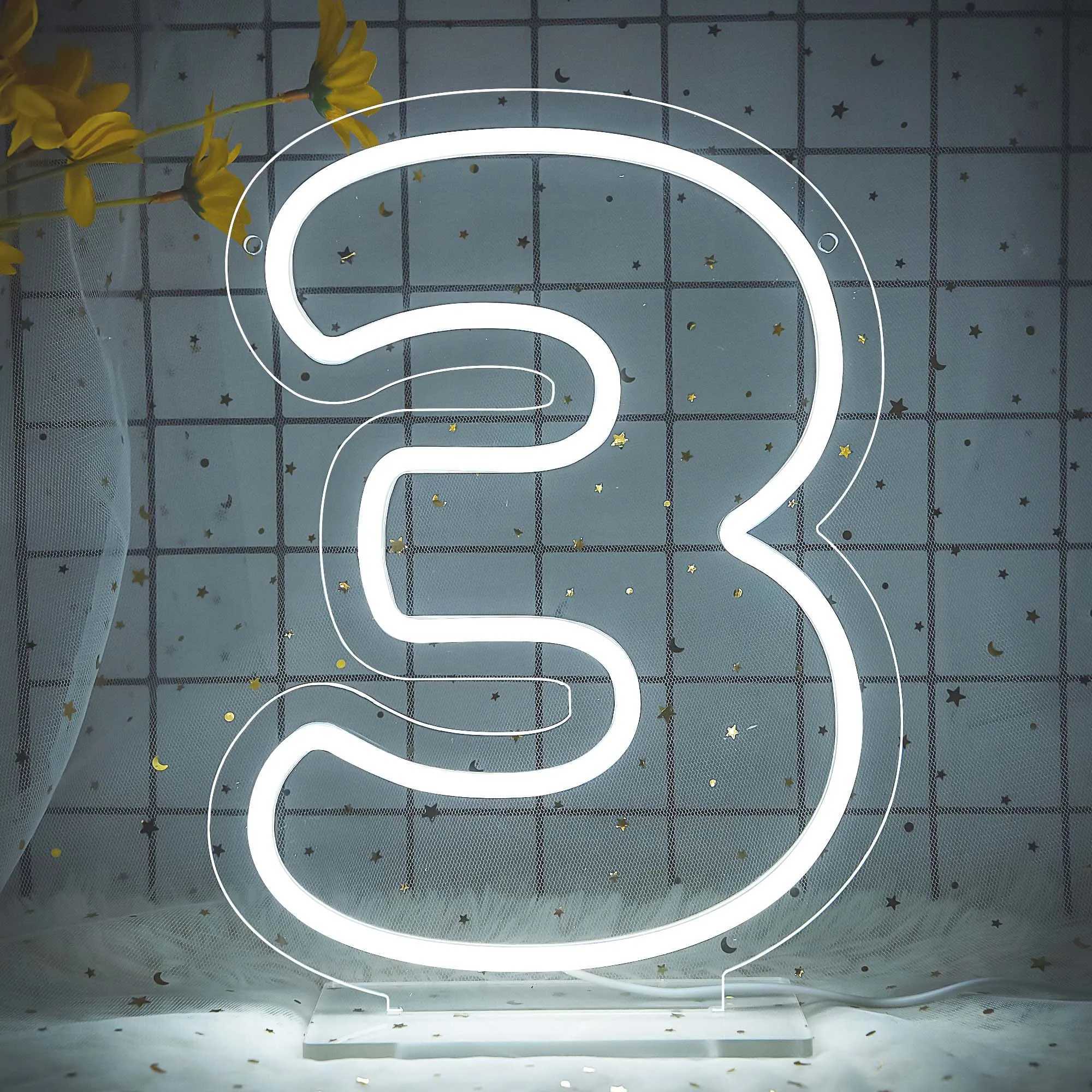 Number Neon Sign Wall Decor LED Lights Sign for Wedding Birthday Party Anniversary Home Number Light Decor Bar Decor XJ250626