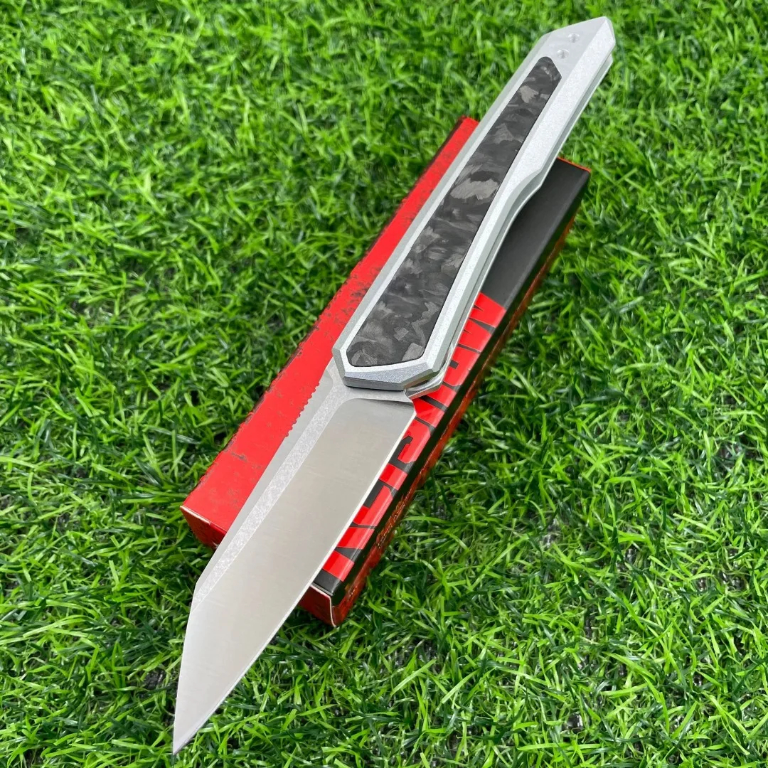 KS 7050 Launch 20 knife Pocket Folding knives D2 Blade T6 Aluminum Embedded with Carbon Fiber Handle Defensive Knife for Outdoor Hunting Tactical Comb