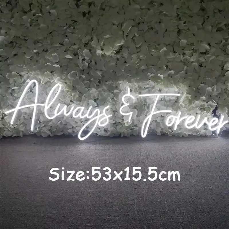 Always Forever Neon Led Sign Room Decoration Marriage Wedding Boda Romantic Letter Wall Light Dimmable Lamp Aesthetic DecorXJ250626