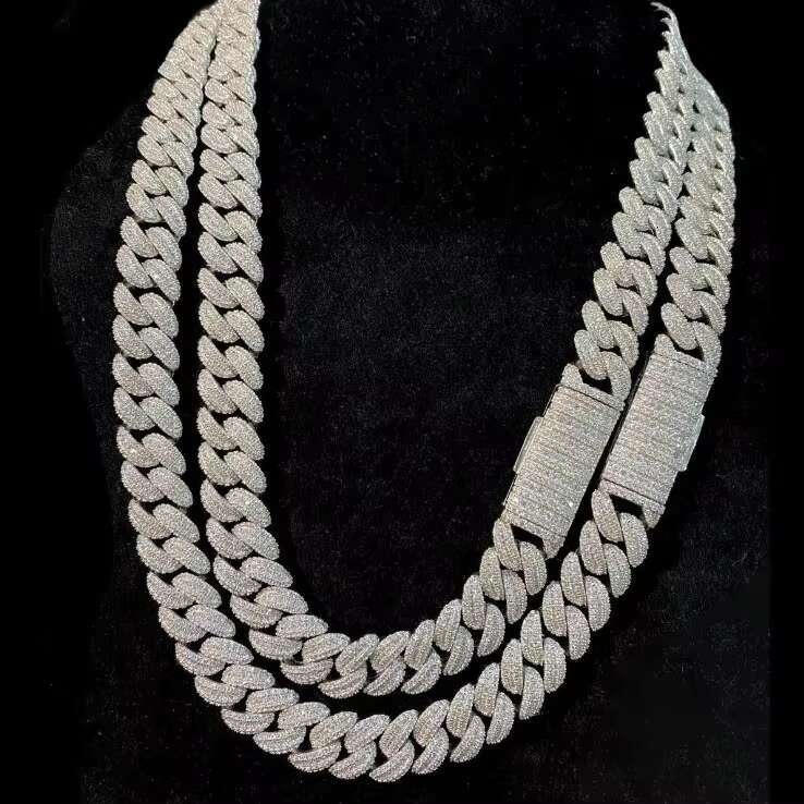 VVS Moissanite Diamond Hip-hop Chain 925 Sterling Silver Cuban Link Chain Hip Hop Bling Iced Out Vvs Moissanite Diamond Chain