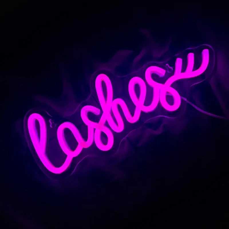 Lashes LED Neon Sign Light Up Signs for Wall Decor Lashes Salon Beauty Room Decor Indoor Outdoor Lights for Bedroom Shop Room XJ250626