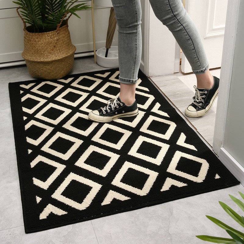 VIKAMA American Household Entrance Doorway Velvet Doormat Simple Wear-resistant Dirty Bathroom Anti-slip Foot Mat Home Decoration