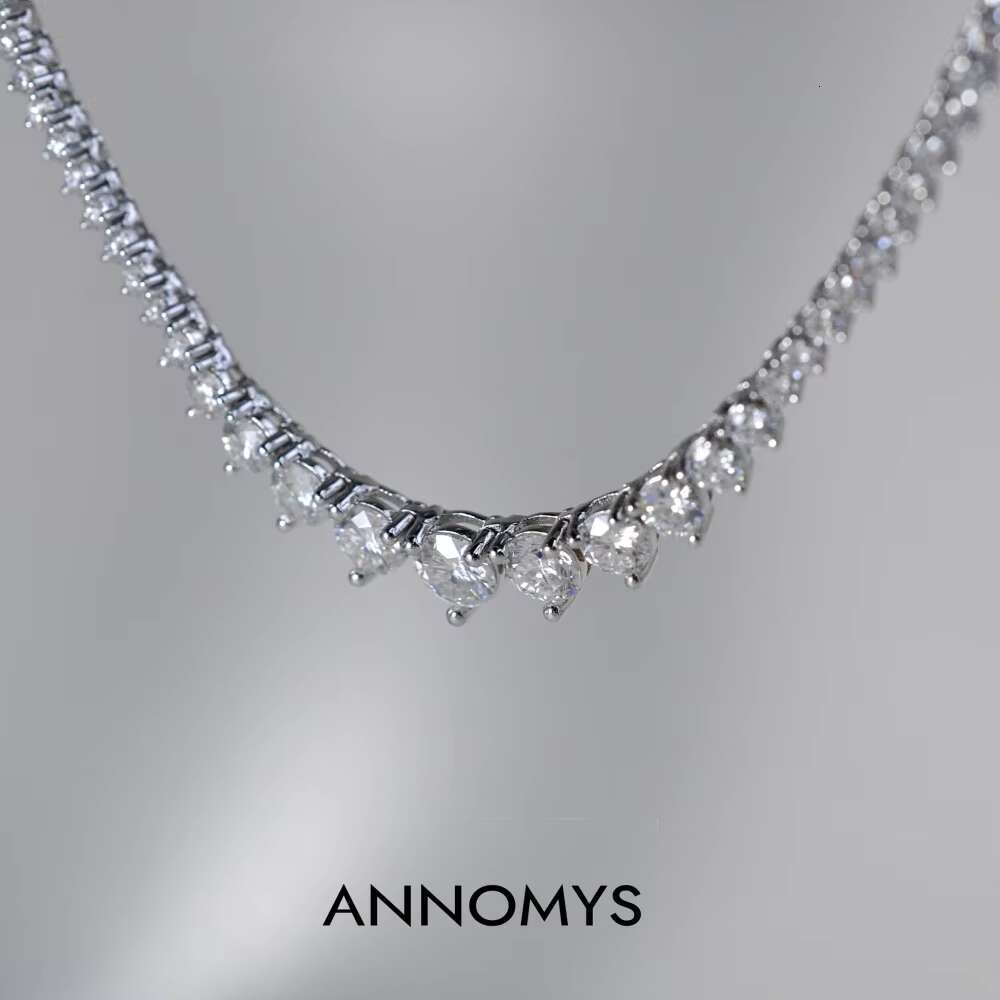 925 Sterling Silver Moissanite Tennis Necklace for Women Dazzling Diamond-Cut Chain Luxury Gift Jewelry