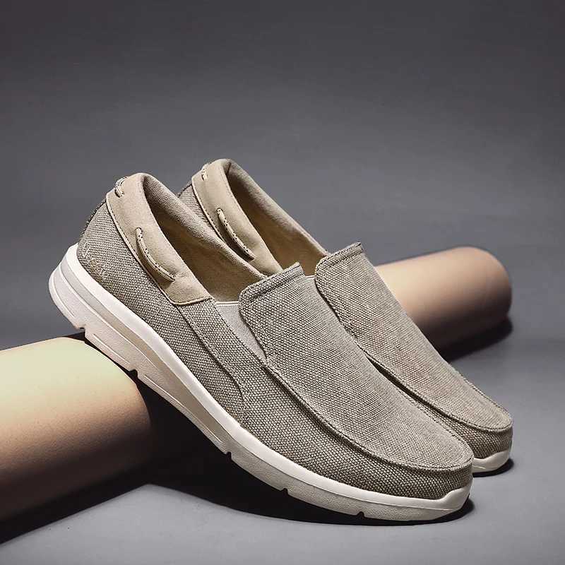 New Summer Breathable Canvas Shoes Men Loafers Slip On Sneakers Fion Casual Men Shoes Lightweight Flats Men Driving Shoes Y250707