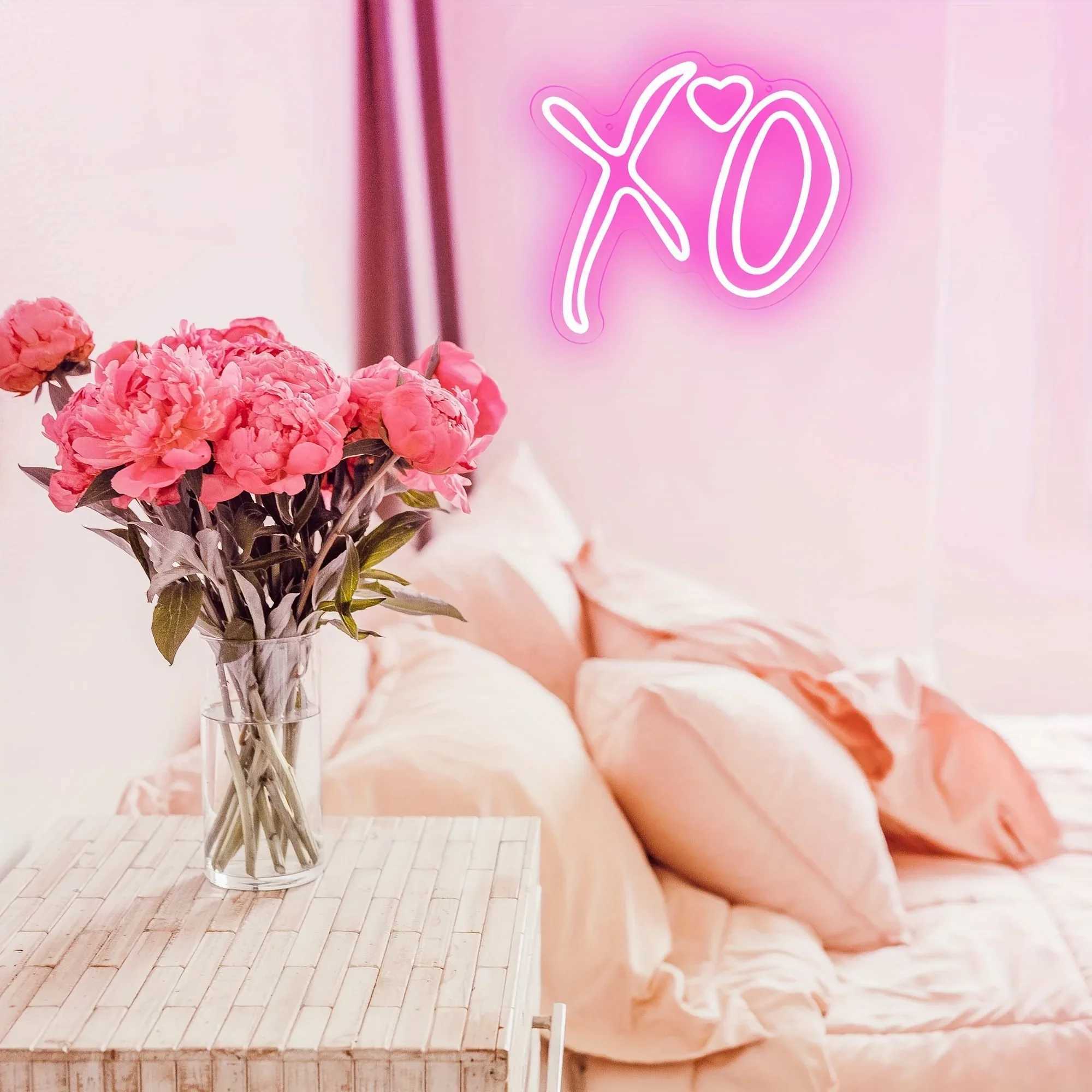 XO Heart Neon Signs Light For Wall DecorLED Signs For Bedroom Love Signs Wedding Wall Hanging Neon DecorXJ250626