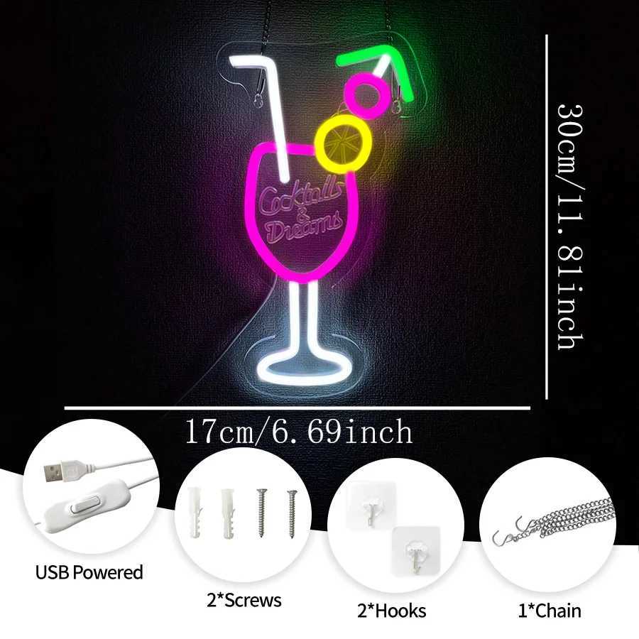 Cocktails Dreams Neon Sign For Wall Decor LED Neon Light For Beer Decor Party Cocktails Bar Pub Night Club Man Cave Decor XJ250626