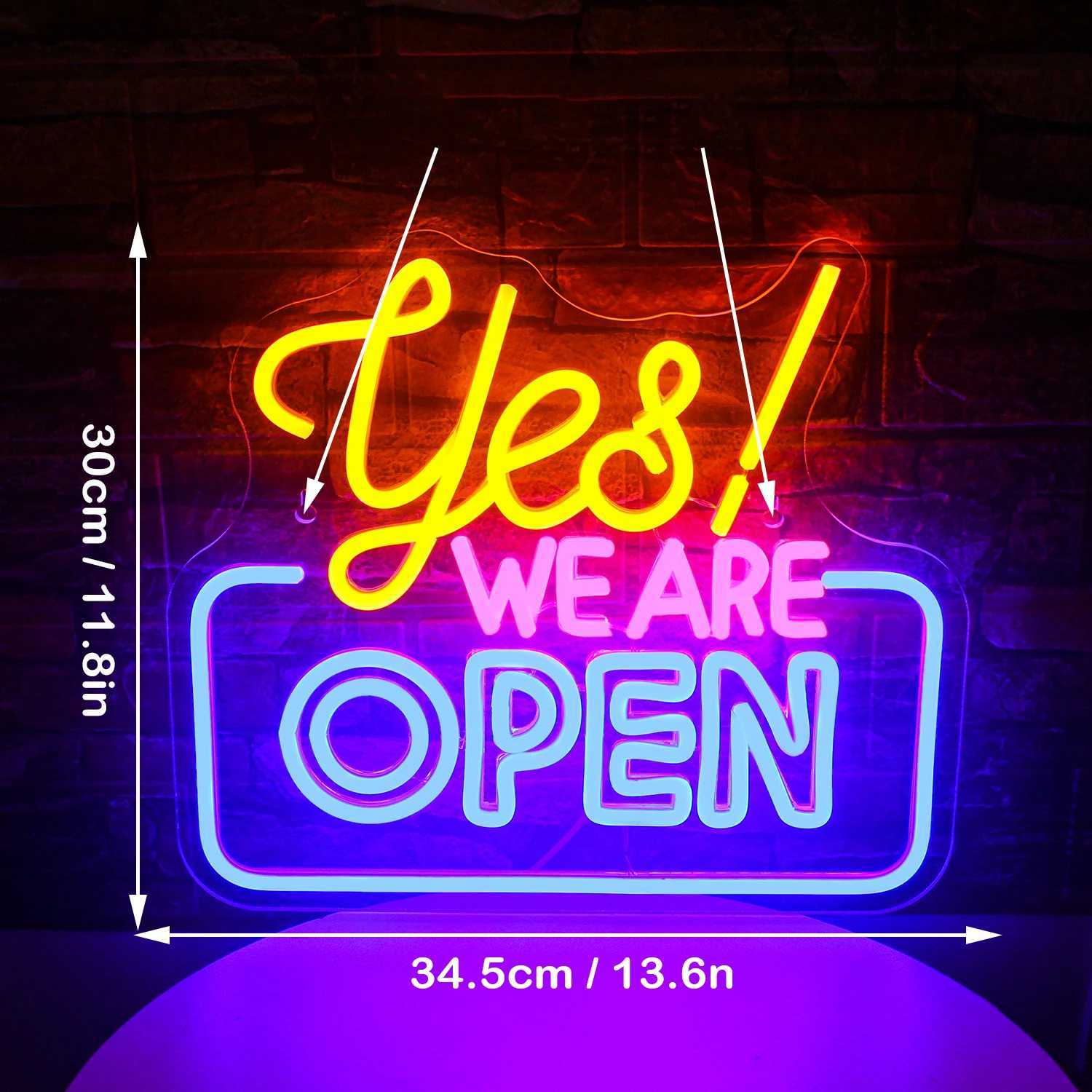 Yes We Are Open Neon Signs For Wall Decor Business LED Lights Room Decoration For Bar Shop Coffee Salon Hotel Store 5/12V Lamp XJ250626