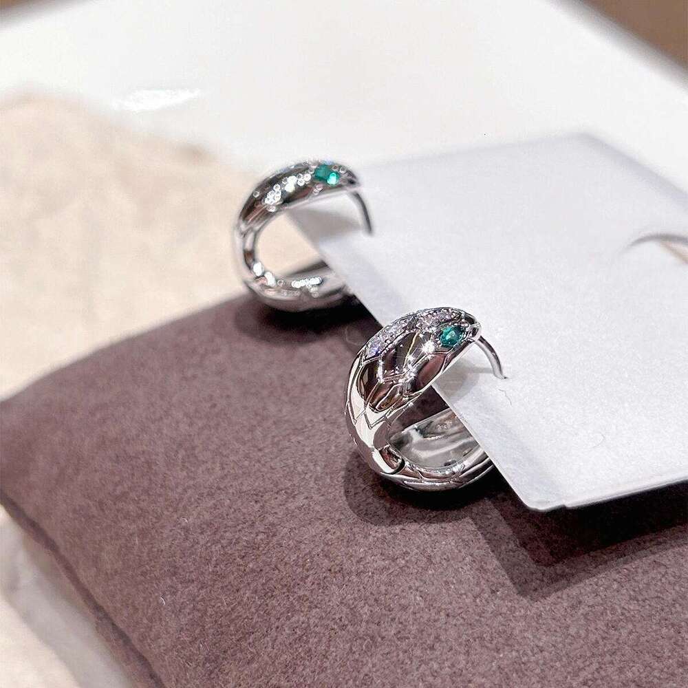 Zircon Snake Stud Earrings for Women, 2025 New bestseller, light luxury, niche design, high-end, snake-head earrings