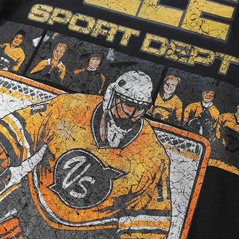 Men's T Shirts Men Women High Street Graphics Print T-Shirts Quality Cotton Vintage Washed Black White Dirty Shirt Tee Tags