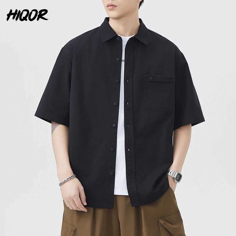 Japanese Thin Breathable Men Short-sleeved Shirt for Summer New Solid Color Lapel Short Sleeved Cardigan Business Casual Shirts W250627