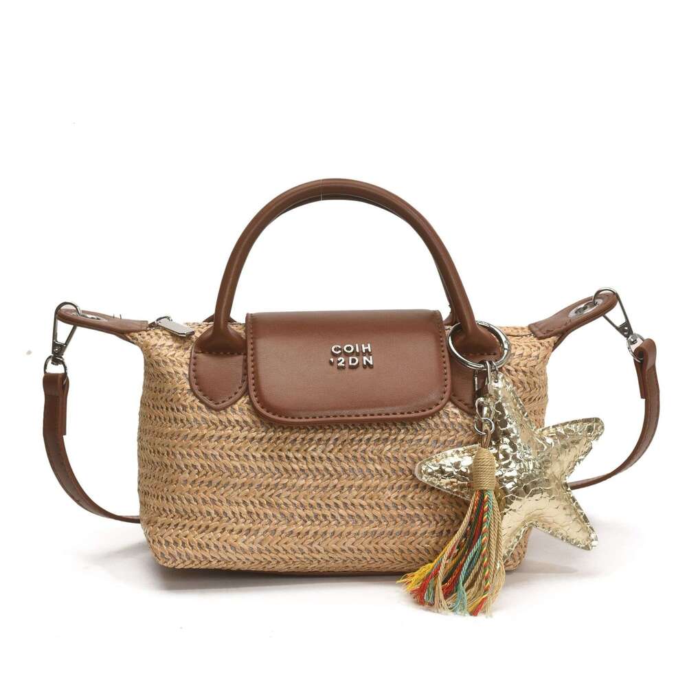 Designer Women's Bag Rainbow Grass Woven Women's Handbag New Fashionable Casual Dumpling Multi Functional Single Shoulder Crossbody Bag Ligh
