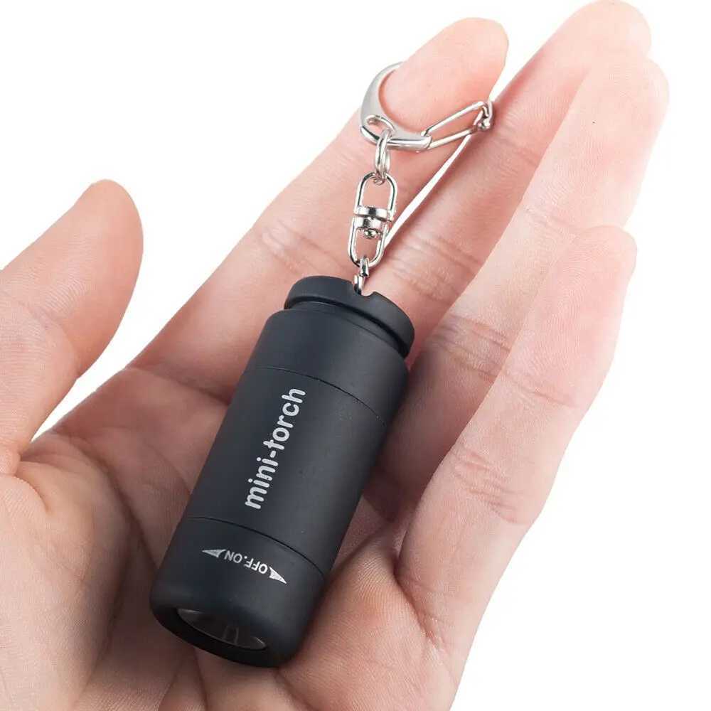 Mini Torch LED Rechargeable Flashlight Portable Keychain Rotary Switch Waterproof Outdoor Camping Emergency Flashlight W250701
