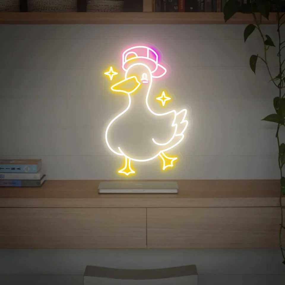 Anime Duck Neon Sign Custom Animal Sign Up for Kids Baby Game Room Bedroom Cute Duck Decor Bar Club Pub Shop Neon Gift XJ250626