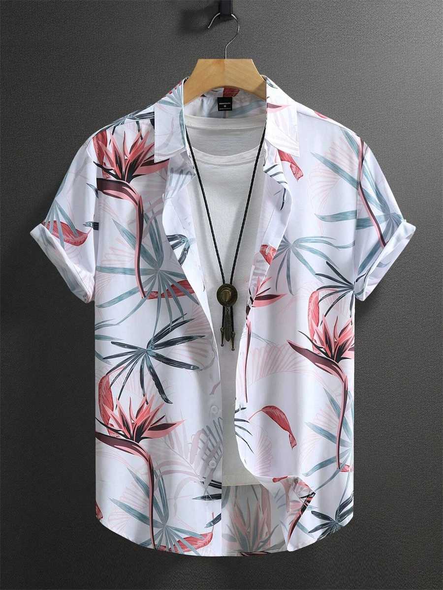 Hawaiian Shirt Flower Pattern Shirt Summer Mens 3D Print Blouse Casual Harajuku Summer Loose Shirts Short Sleeve Lapel Tops W250627
